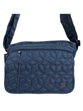 NWOT Lug Wings Blue Quilted Nylon Crossbody Bag Adjust Strap Multi Compartments